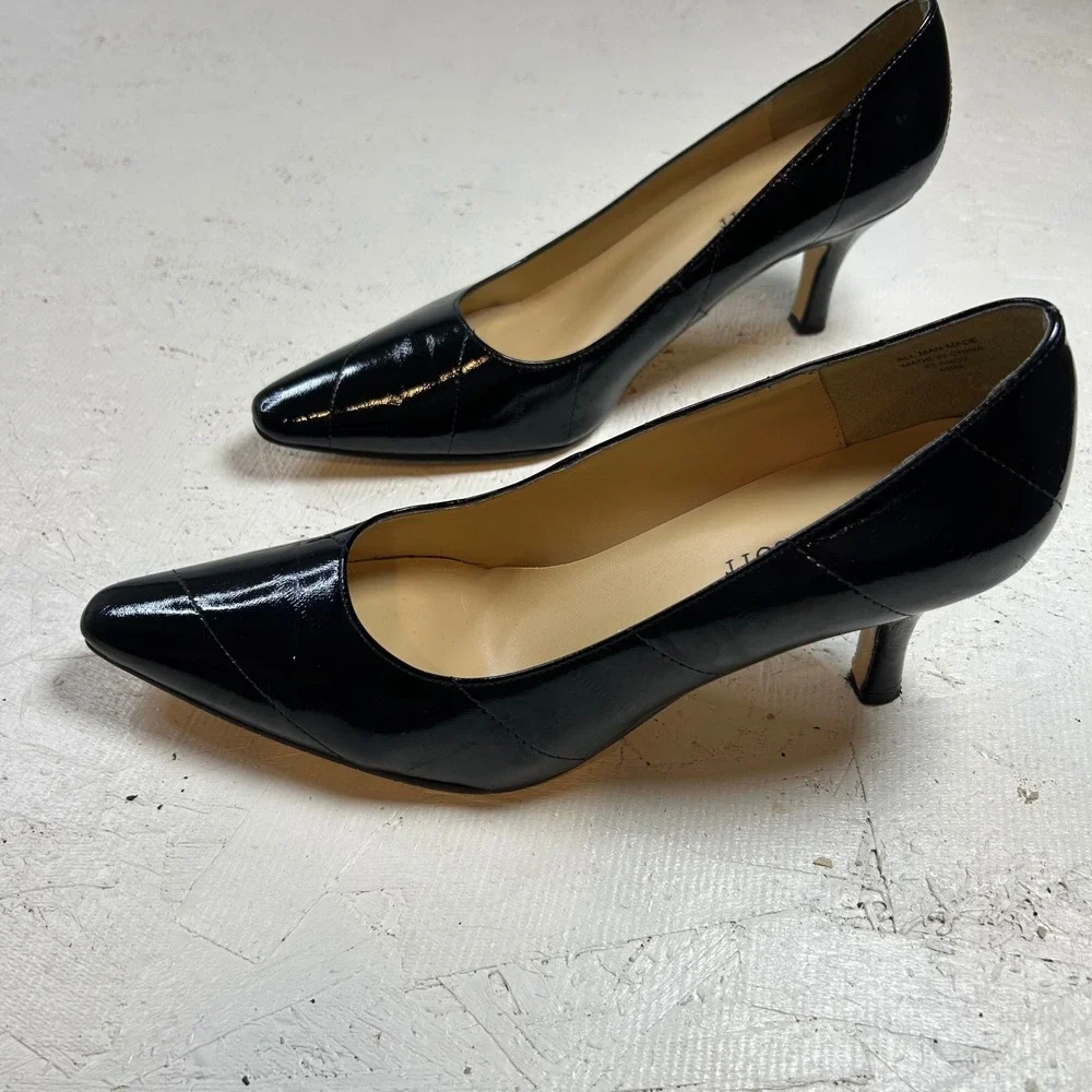 Karen Scott Black Patent Leather Pointed Toe Stiletto Heels Pumps Women Size 8M‎